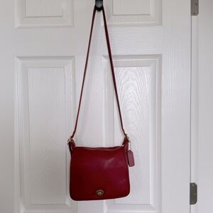 Coach Vintage Red 2001 Legacy Companion Flap Crossbody Leather Bag 9715